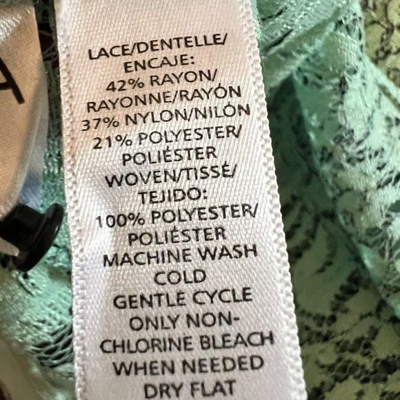 Ann Taylor LOFT Green & Black Lace Blouse with Back Zipper - Medium - Picture 7 of 7